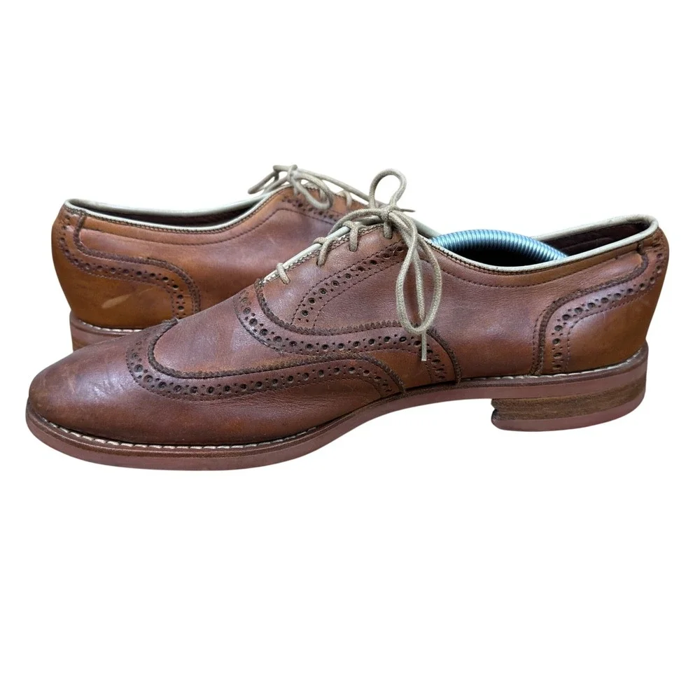 Cole Haan Wingtip Oxford Mens 9.5 Brown Leather Brogue Vibram Sole Dress Shoes